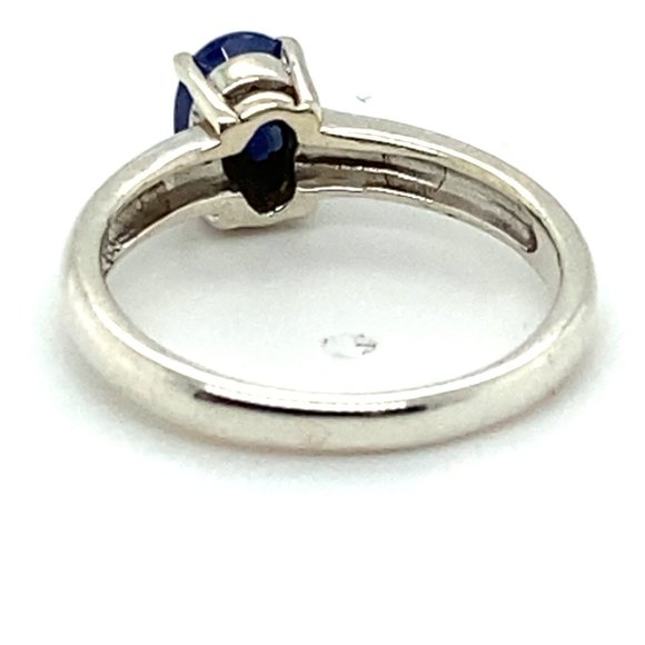 Blue Sapphire 1.15ct Platinum Finish Solid 925 Sterling Silver Ring - Picture 5 of 6
